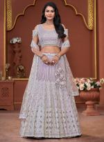 Net Lavender Bridal Wear Zarkan Work Readymade Lehenga Choli